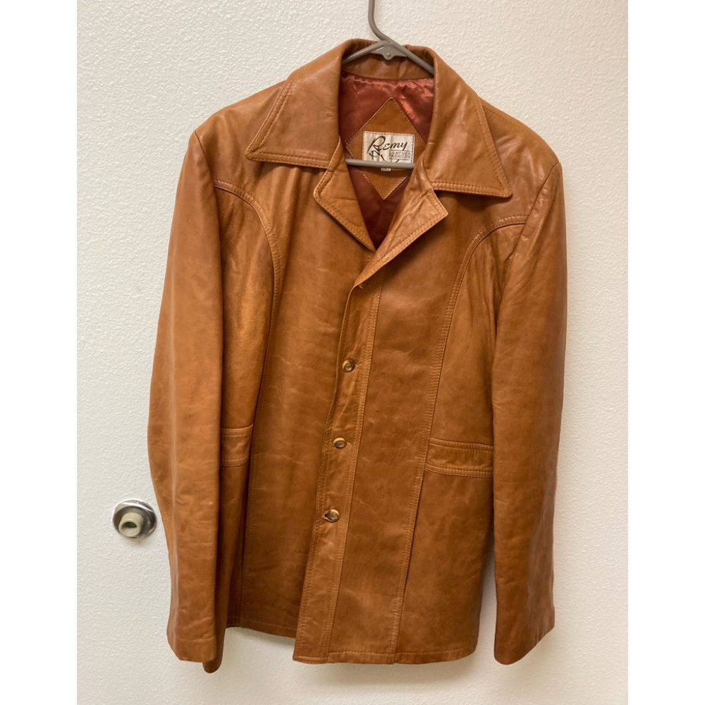 REMY Vintage Cognac Leather Blazer 40L